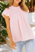 Tiered Sleeve Frilled Neck Dotted Top