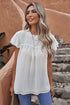 Tiered Sleeve Frilled Neck Dotted Top