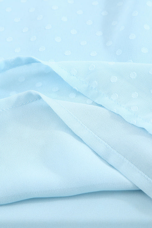 Tiered Sleeve Frilled Neck Dotted Top