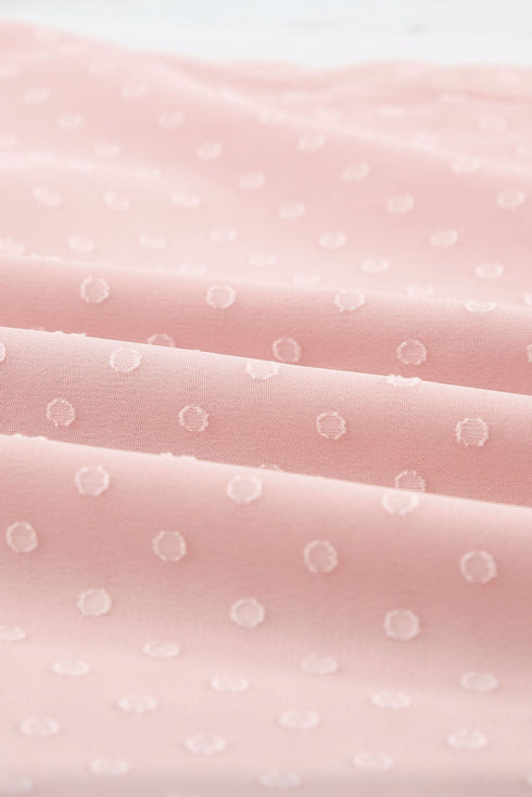 Tiered Sleeve Frilled Neck Dotted Top