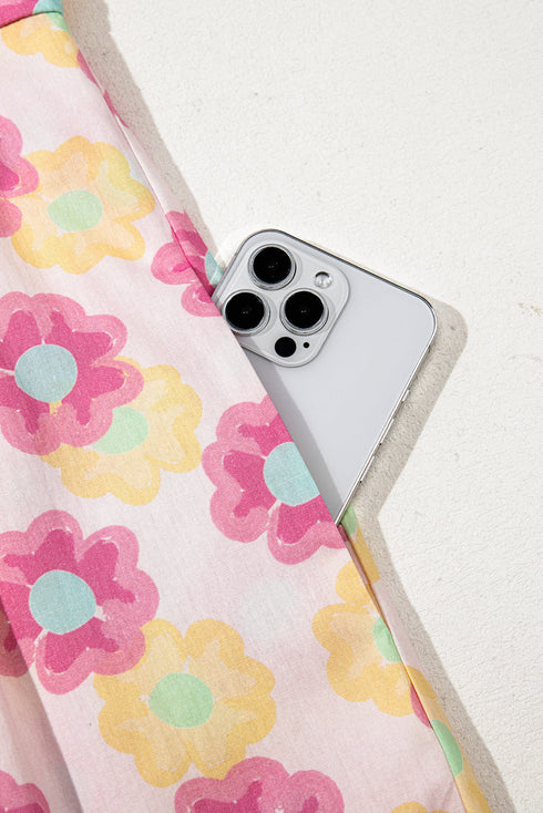 Timeless Blossom Print Puff Sleeve Square Neck Pleated A Line Dress