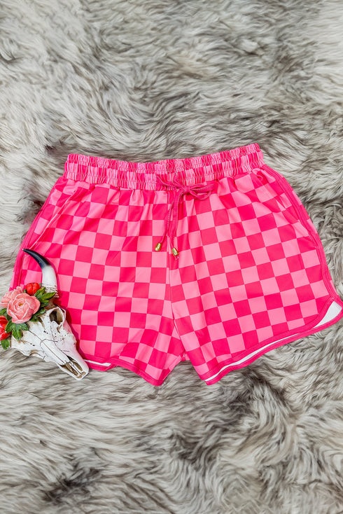 Timeless Check Print Drawstring Elastic Waist Casual Shorts