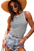 Timeless Striped High Neck Ribbed Knit Tank Top