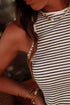 Timeless Striped High Neck Ribbed Knit Tank Top