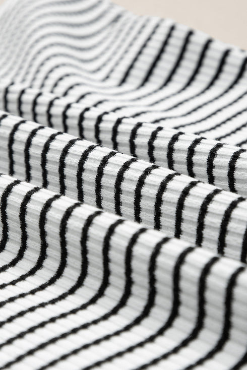Timeless Striped High Neck Ribbed Knit Tank Top
