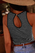 Timeless Striped High Neck Ribbed Knit Tank Top