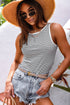 Timeless Striped High Neck Ribbed Knit Tank Top