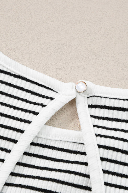 Timeless Striped High Neck Ribbed Knit Tank Top