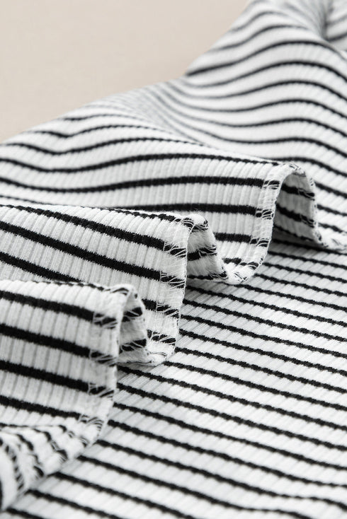 Timeless Striped High Neck Ribbed Knit Tank Top
