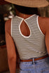 Timeless Striped High Neck Ribbed Knit Tank Top