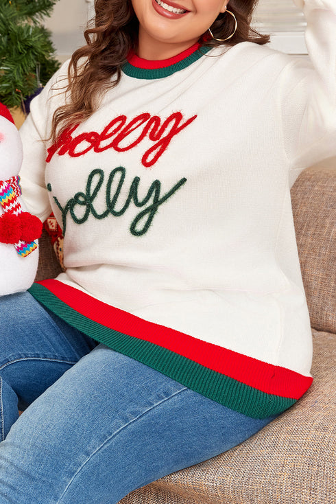 Tinsel Graphic Letter Print Blocked Trim Drop Shoulder Sweater