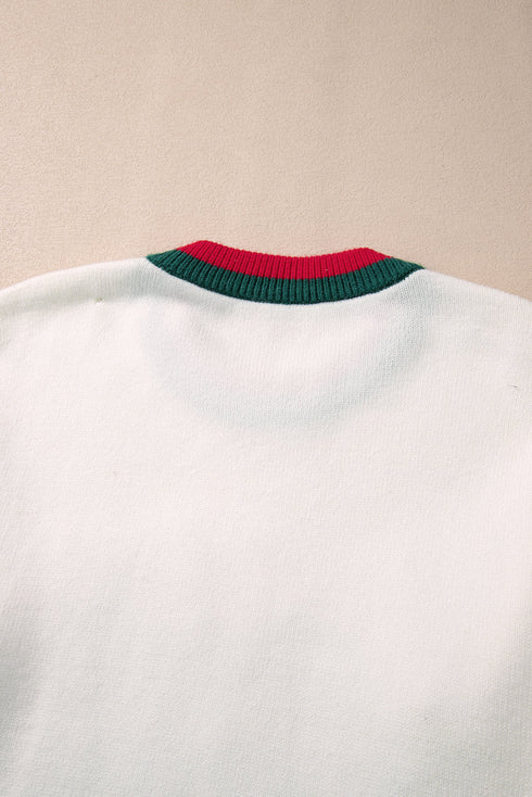 Tinsel Graphic Letter Print Blocked Trim Drop Shoulder Sweater