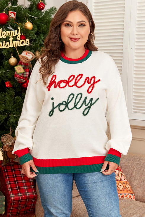 Tinsel Graphic Letter Print Blocked Trim Drop Shoulder Sweater