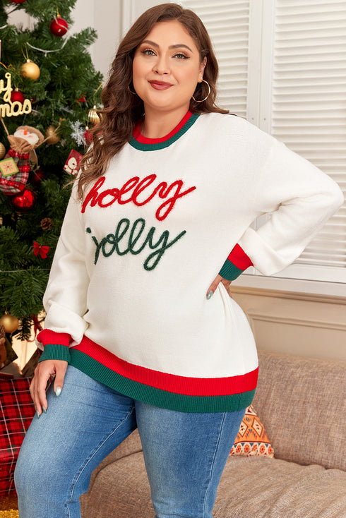 Tinsel Graphic Letter Print Blocked Trim Drop Shoulder Sweater