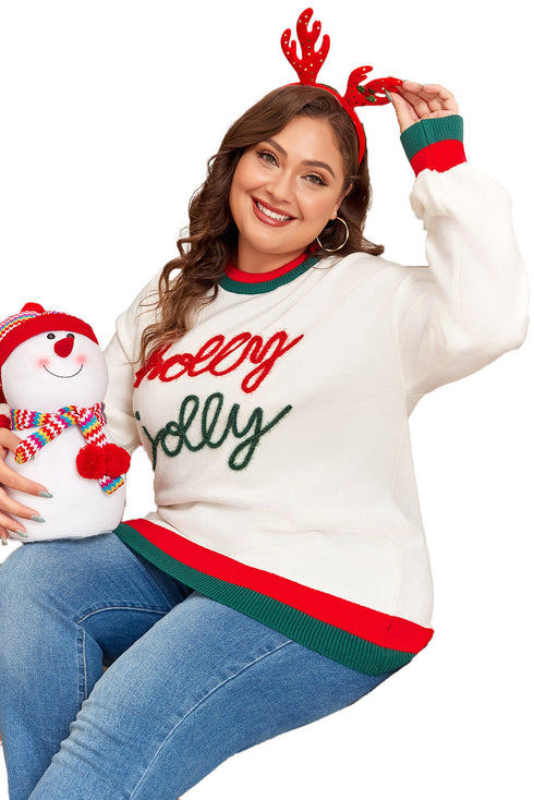 Tinsel Graphic Letter Print Blocked Trim Drop Shoulder Sweater