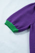 Tinsel Graphic Letter Print Contrast Trim Short Sleeve Sweater