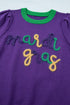 Tinsel Graphic Letter Print Contrast Trim Short Sleeve Sweater