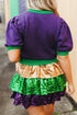 Tinsel Graphic Letter Print Contrast Trim Short Sleeve Sweater