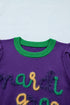 Tinsel Graphic Letter Print Contrast Trim Short Sleeve Sweater