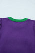 Tinsel Graphic Letter Print Contrast Trim Short Sleeve Sweater