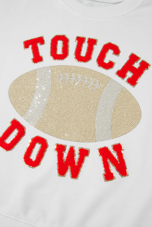 TOUCH DOWN Football Graphic Pullover Sweatshirt