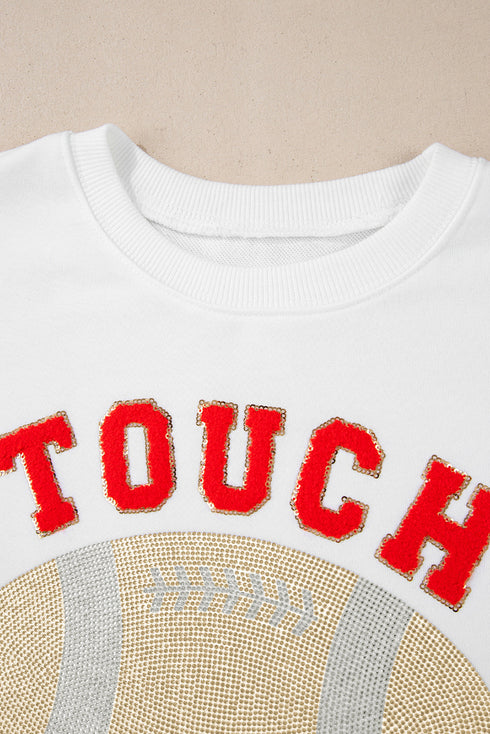 TOUCH DOWN Football Graphic Pullover Sweatshirt