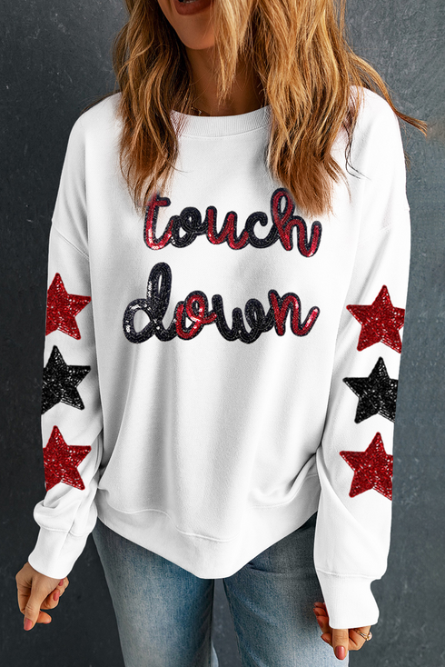 Touch Down Sequin Graphic Crew Neck Sweatshirt