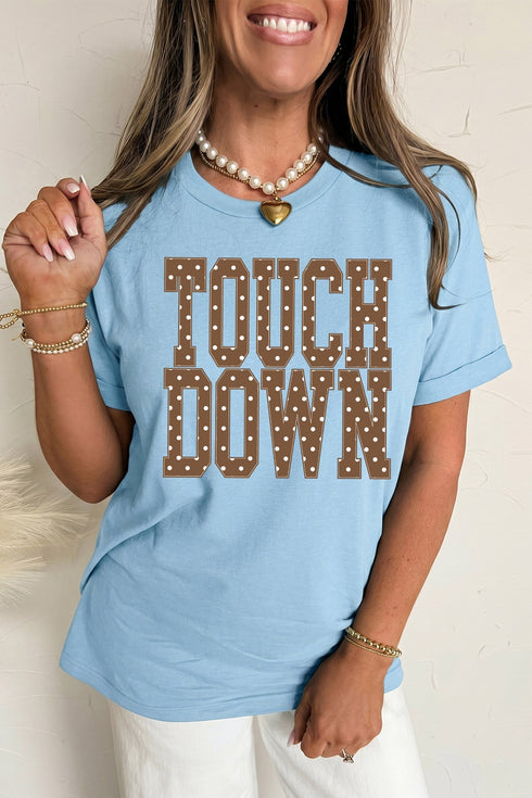 Touchdown Polka Dot Letter Print Crew Neck T Shirt