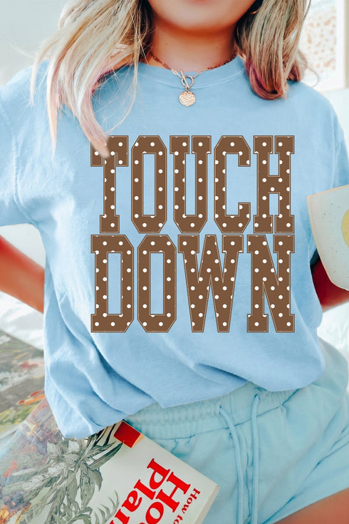Touchdown Polka Dot Letter Print Crew Neck T Shirt