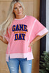 Touchdown Style Game Day Football Graphic Raw Seam Tee