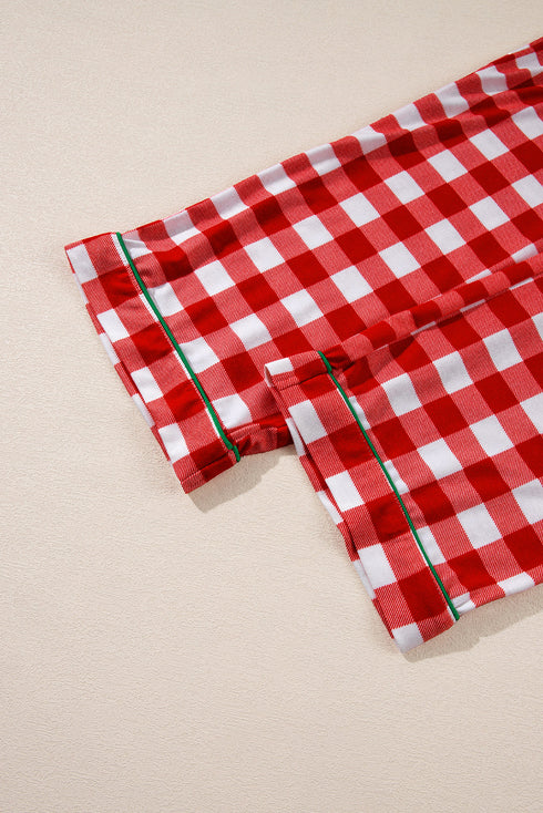 Traditional Plaid Print Notched Collar Long Sleeve Pajama Set