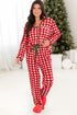 Traditional Plaid Print Notched Collar Long Sleeve Pajama Set