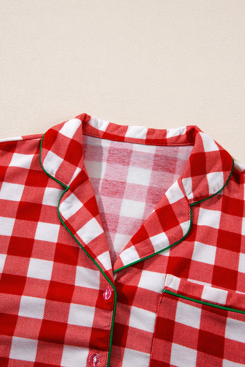 Traditional Plaid Print Notched Collar Long Sleeve Pajama Set