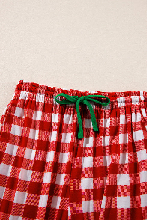 Traditional Plaid Print Notched Collar Long Sleeve Pajama Set