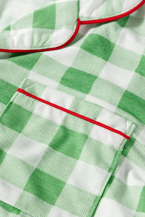 Traditional Plaid Print Notched Collar Long Sleeve Pajama Set