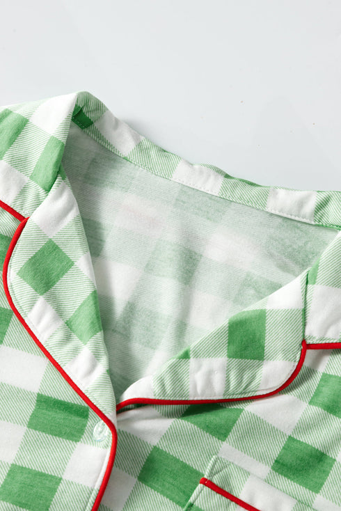 Traditional Plaid Print Notched Collar Long Sleeve Pajama Set