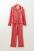 Traditional Plaid Print Notched Collar Long Sleeve Pajama Set