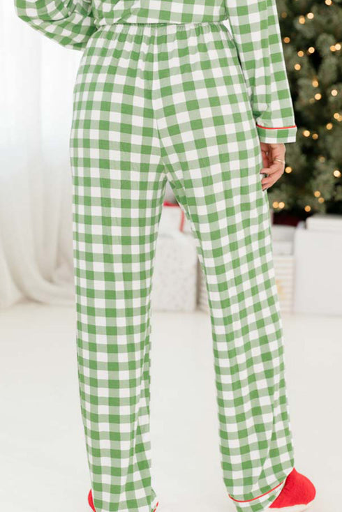 Traditional Plaid Print Notched Collar Long Sleeve Pajama Set