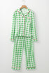 Traditional Plaid Print Notched Collar Long Sleeve Pajama Set