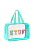 Transparent Chenille Letter Patch Travel Cosmetic Makeup Bag