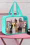 Transparent Chenille Letter Patch Travel Cosmetic Makeup Bag