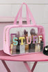 Transparent Chenille Letter Patch Travel Cosmetic Makeup Bag