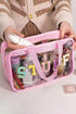 Transparent Chenille Letter Patch Travel Cosmetic Makeup Bag