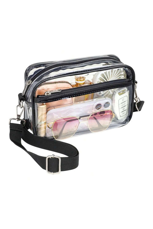 Transparent Multi Pocket Adjustable Strap Shoulder Bag