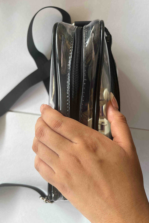 Transparent Multi Pocket Adjustable Strap Shoulder Bag