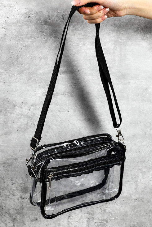 Transparent Multi Pocket Adjustable Strap Shoulder Bag