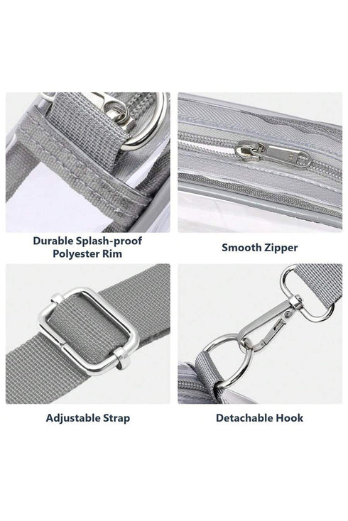 Transparent Multi Pocket Adjustable Strap Shoulder Bag