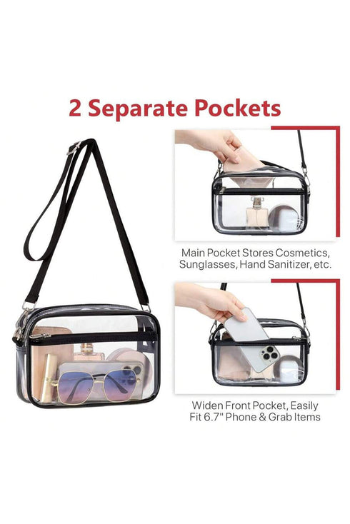 Transparent Multi Pocket Adjustable Strap Shoulder Bag