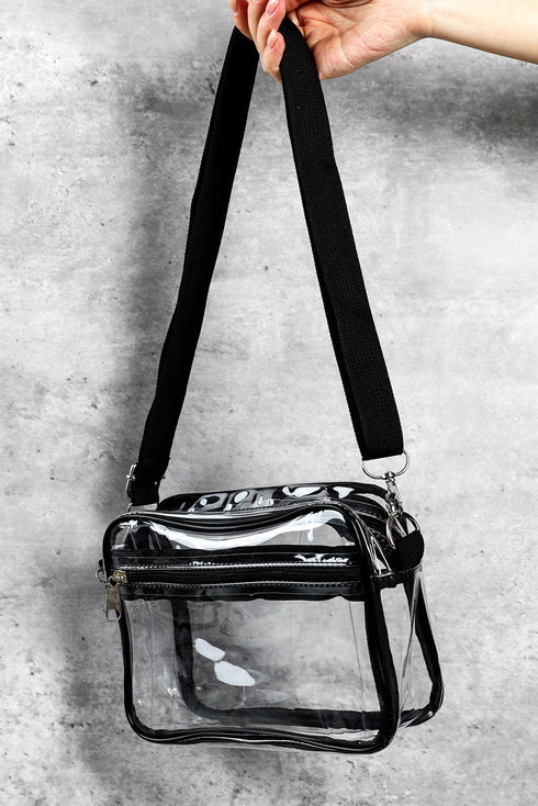 Transparent Multi Pocket Adjustable Strap Shoulder Bag