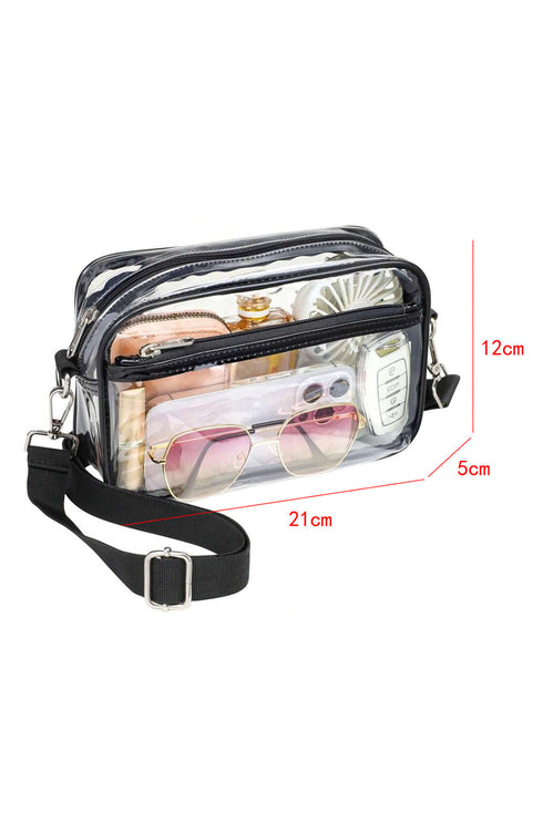 Transparent Multi Pocket Adjustable Strap Shoulder Bag